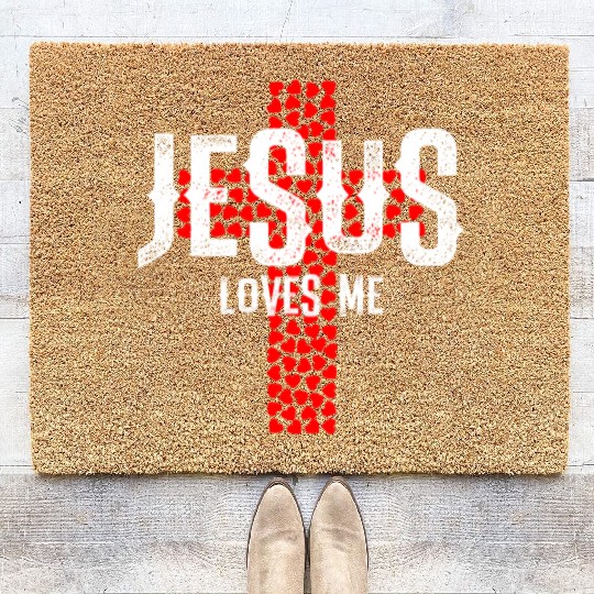 Jesus Loves Me | Religion Church Pray Gift Coir Doormats