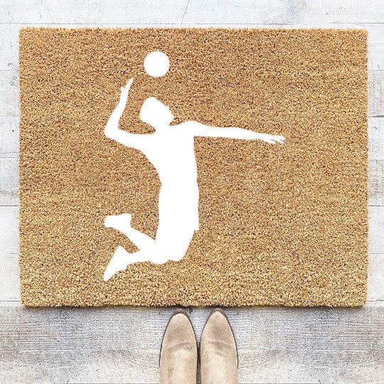 Men Volleyball Spike Shadow Coir Doormats Gift Ideas