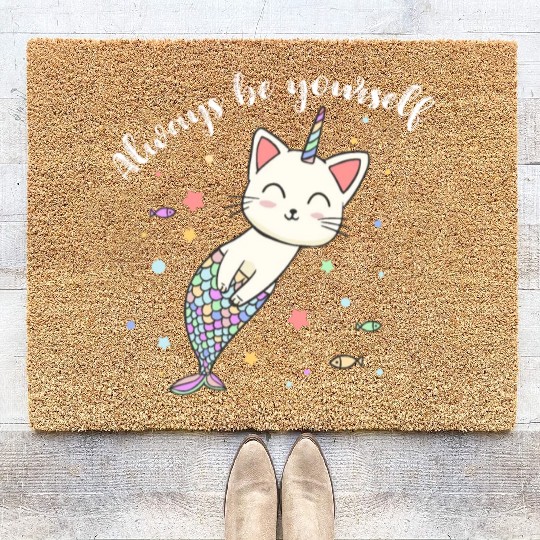 Cat Mermaid Unicorn Always Be Yourself Coir Doormats