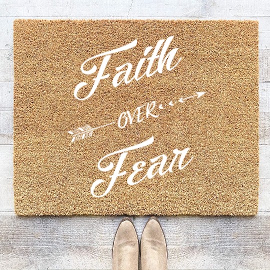 Faith Over Fear - Christians Faith over Fear Coir Doormats