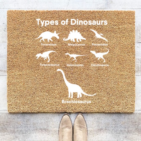 Types of Dinosaurs T-Rex Veloceraptor, Triceratops Coir Doormats