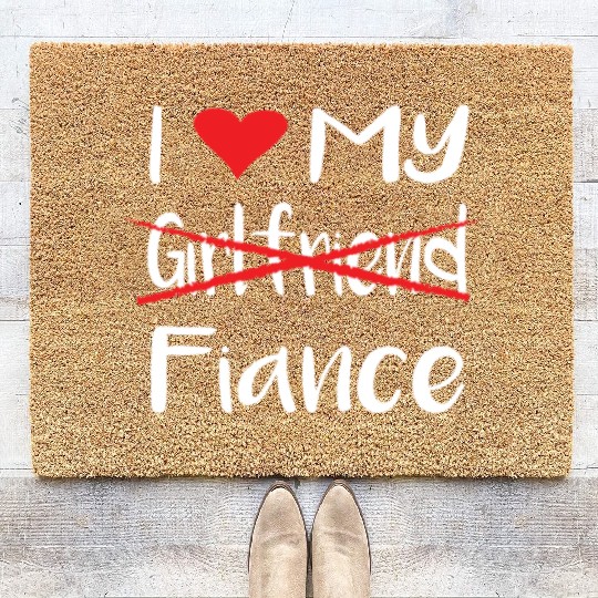 I Heart My Fiance funny lover Valentine's Day Gift Coir Doormats