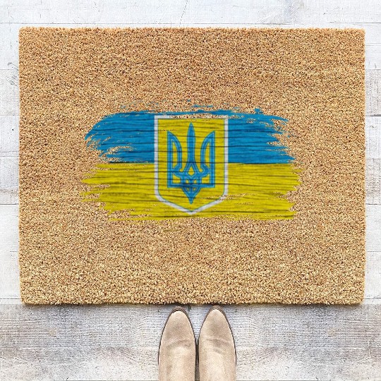 Ukraine Flags Design with the National Colors Coir Doormats
