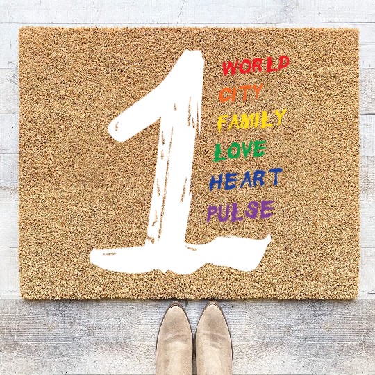 1 World CITY FAMILY LOVE HEART PULSE Coir Doormats