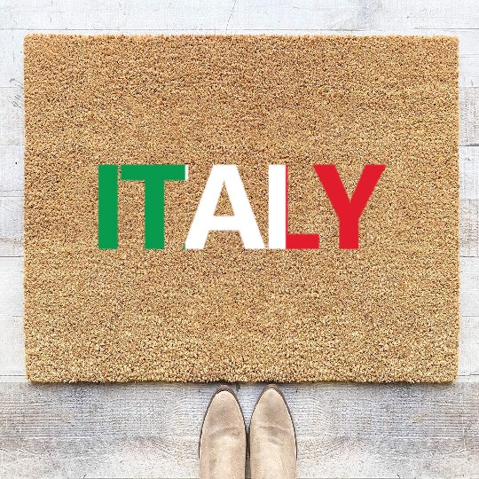 ITALY with the italian flag in the background Coir Doormats