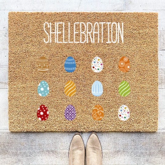 Easter pun Easter egg celebration holiday Coir Doormats