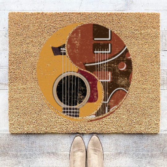 Guitar Ying Yang Music Guitar Player Gift Coir Doormats