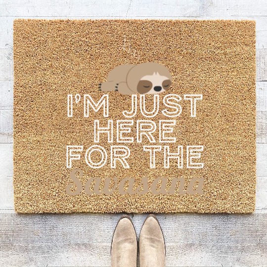 Sloth I'm Just Here For The Savasana Coir Doormats
