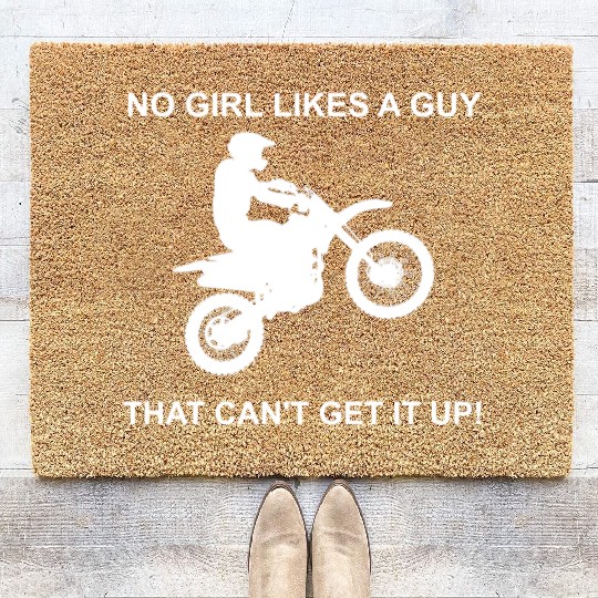 Wheelie girl - Biker, Motorcycle, Gift Motocross Coir Doormats
