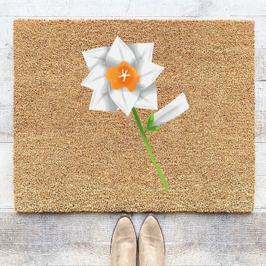 Flower Spring Daffodil Narcissus White - Gift Idea Coir Doormats