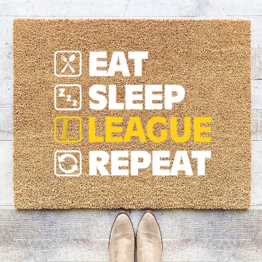 Eat Sleep League Repeat Bronze Master Legend LoL Coir Doormats