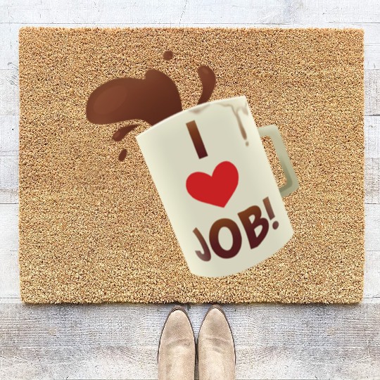 i heart job coffee mug job simulator i love job Coir Doormats