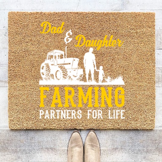 Farmer, Dad And Daughter, Farming Partners For Coir Doormats