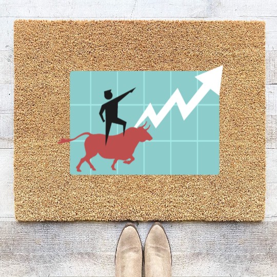 Bull market bear market trading stock gift money Coir Doormats