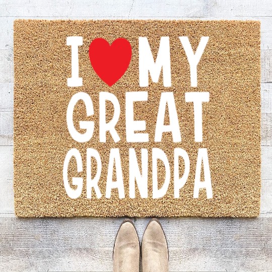 I Love My Great Grandpa Family Love Heart Gift Coir Doormats