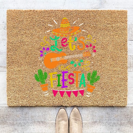 Cinco De Mayo Cactus Sombrero Fiesta Guitar Funny Coir Doormats