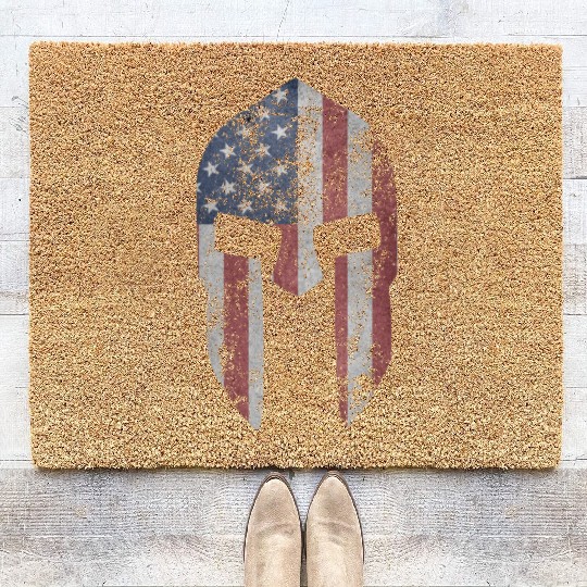 Spartan Stars & Stripes Bodybuilding distressed Coir Doormats