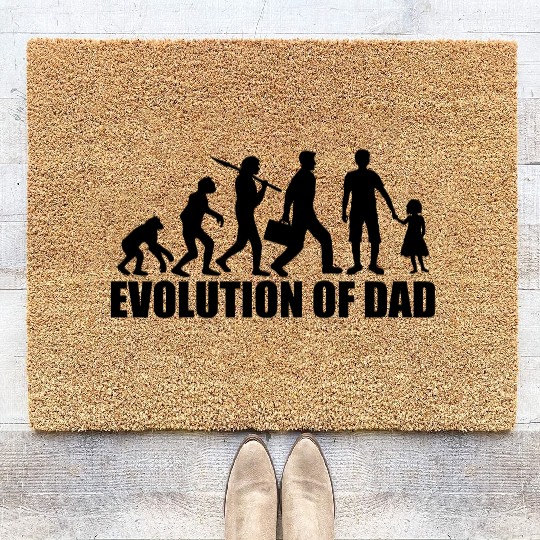 text evolution of dad dad dad and daughter father' Coir Doormats