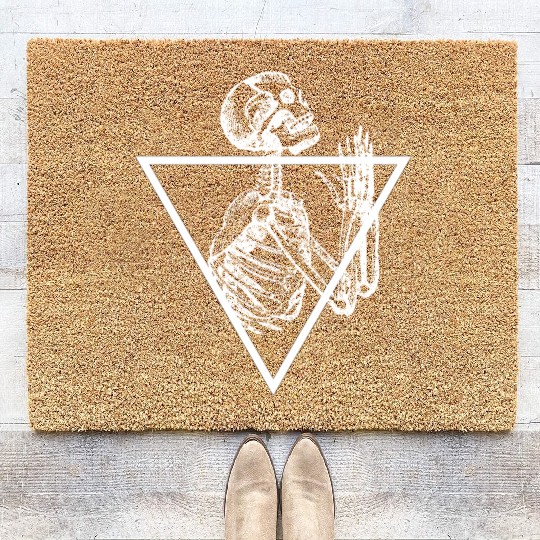 Praying Skeleton, Tattoo Art. Coir Doormats