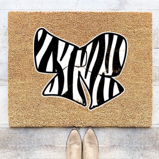 Cheer Coach Zebra Pattern Bow Gift Coir Doormats
