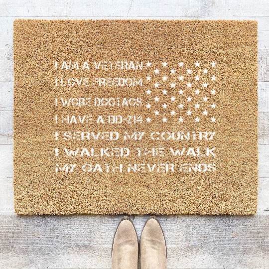 i am a veteran i love freedom i wore dog tags i ha Coir Doormats