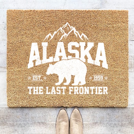 Alaska - The Last Frontier Grizzly Bear Souvenir Coir Doormats