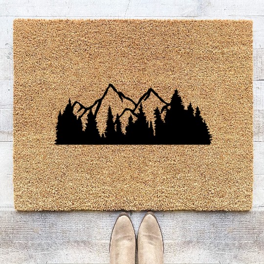 summit mountains hill forest mountainous excursion Coir Doormats