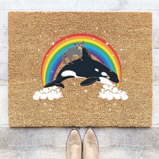 Raccoon Trash Panda Funny Orca Killer Whale Gift Coir Doormats