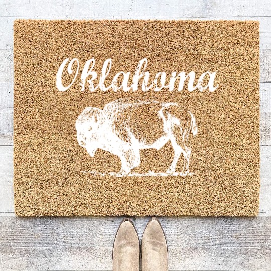 Oklahoma Buffalo Tribal Native American Country Ok Coir Doormats