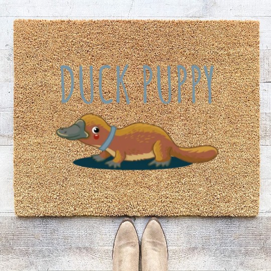 Duck Puppy Duck puppy sweet gift platypus cute Coir Doormats