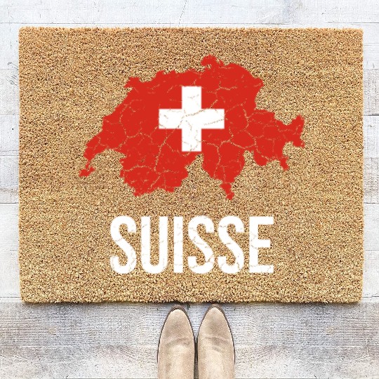 Suisse Outline Flag | Switzerland, proud Swiss Coir Doormats