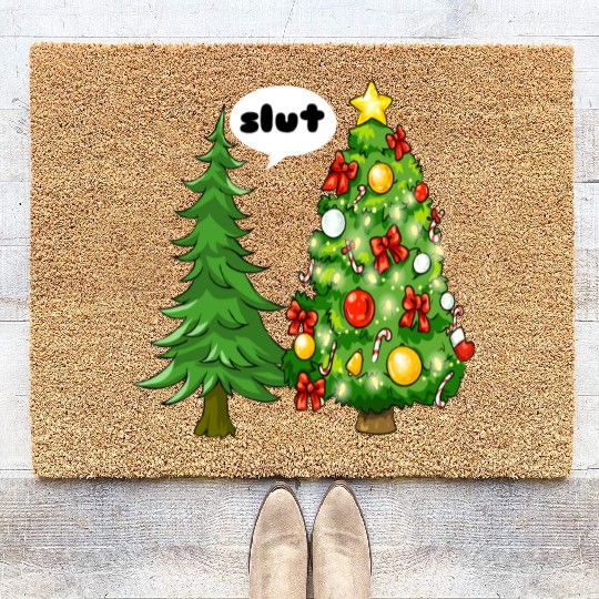 Funny Christmas Tree Slut Coir Doormats