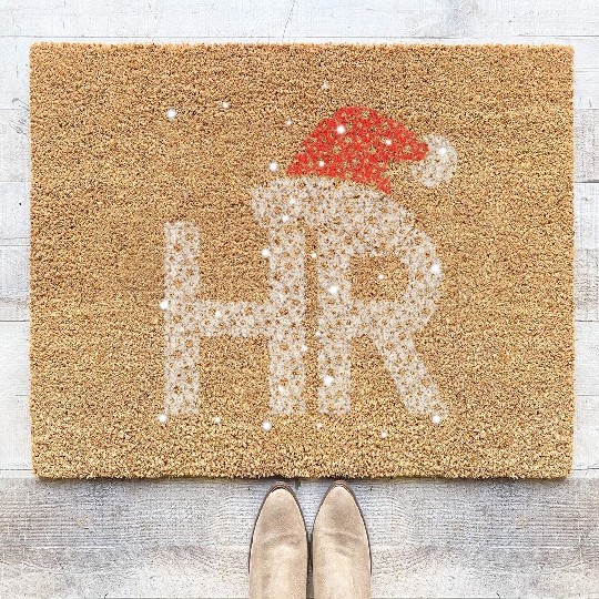 Human Resources Christmas Santa Claus Hat Xmas Coir Doormats