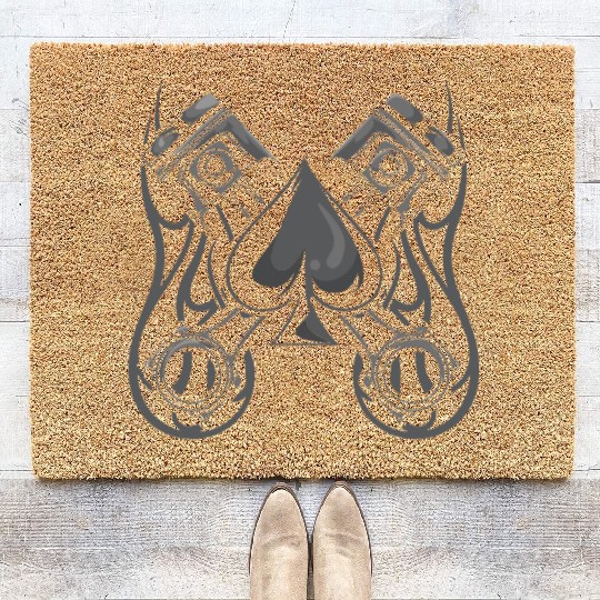 Poker and Hotrod - Cool Poker Art Hot Rod Coir Doormats