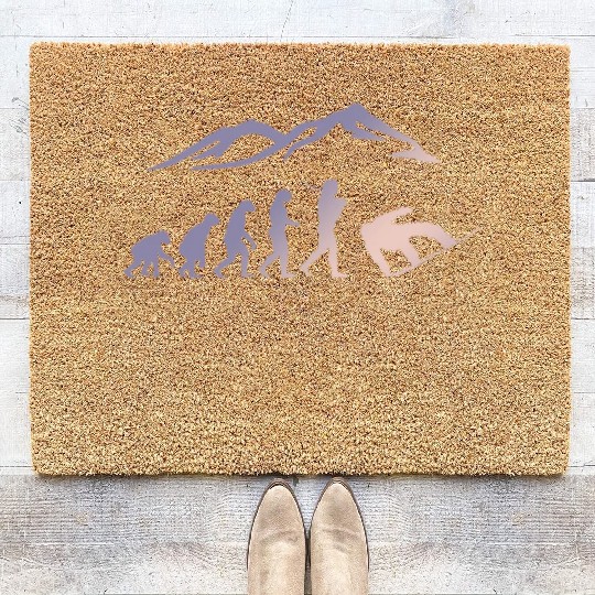 Snowboarding evolution snow boarder cool Coir Doormats