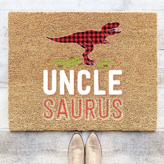 Uncle Saurus T Rex Bufallo Plaid Matching Family Coir Doormats