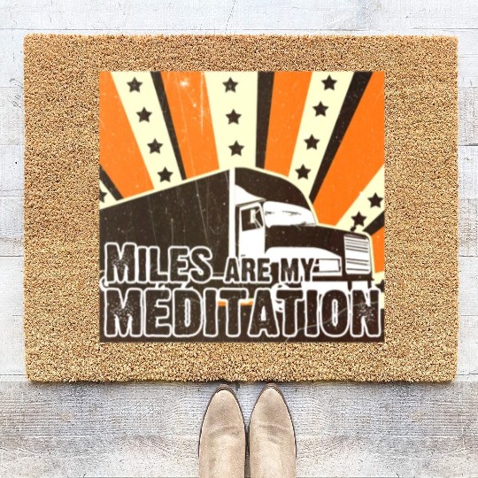 Truck Driver Load Miles Happy Trucker Road Runner Coir Doormats