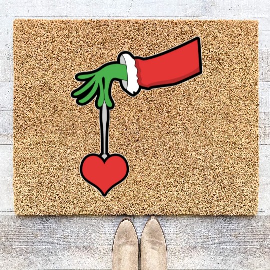 Christmas Heart winter snow family love present Coir Doormats