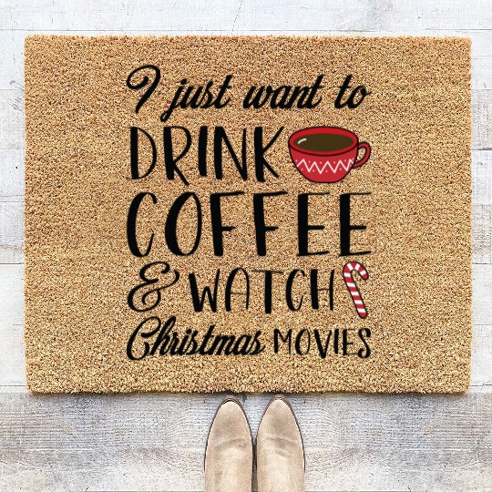 Coffee Christmas Movies Coir Doormats