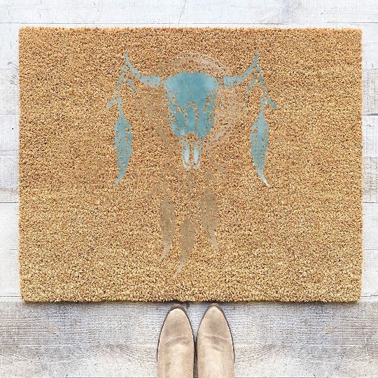 Womens Street Style Bull Skull Rodeo Coir Doormats