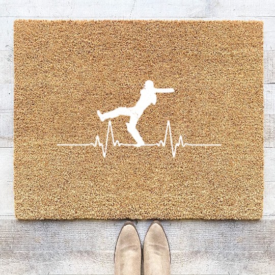 Heart Beat Cricket Cricket Player Gift Idea Coir Doormats