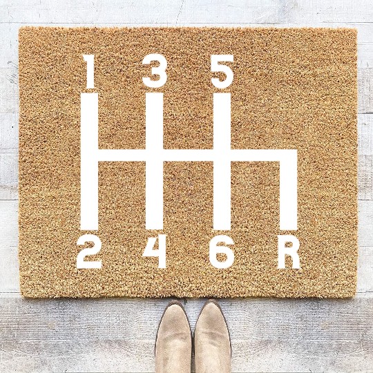 stick shift, manual drive, racing, shift, driver Coir Doormats