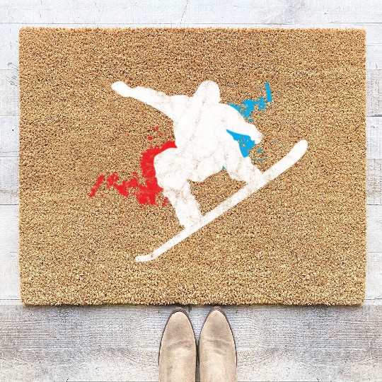 Snowboard Boarder Splash Winter Sport Birthday Coir Doormats