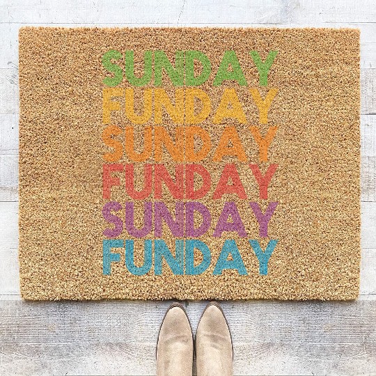 Sunday Funday Vintage Rainbow Coir Doormats