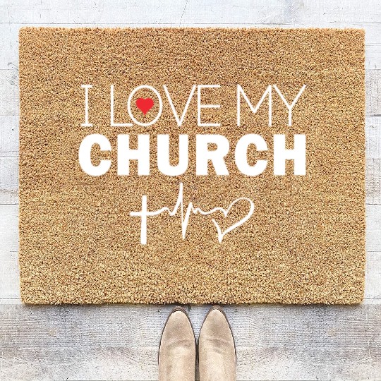 I Love My Church Coir Doormats