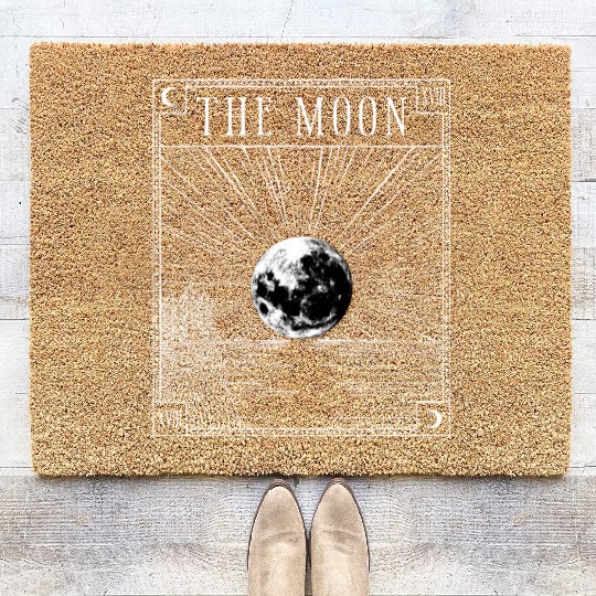 Moon Tarot Card XVIII Occult Witchcraft Gothic Coir Doormats