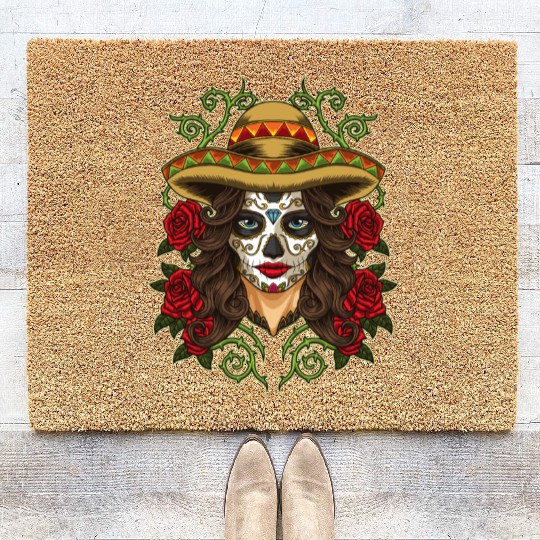 La Calavera Catrina - Lady of the Dead Coir Doormats