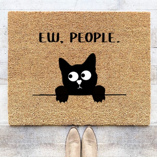 Ew People Cat I hate People Funny Cat Meme Coir Doormats