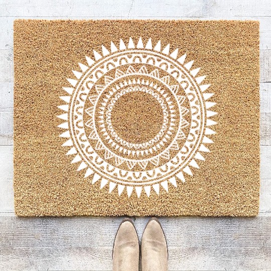 Polynesian Tattoo Tribal Circles Coir Doormats