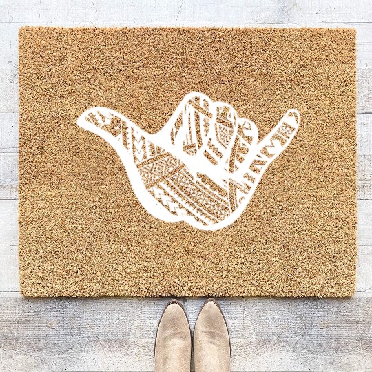 Polynesian Tattoo Shaka Tribal Print Coir Doormats